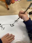 Drawing with ink and a stick