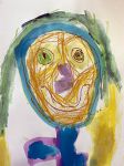 A self portrait of a kindy girl with bright colours