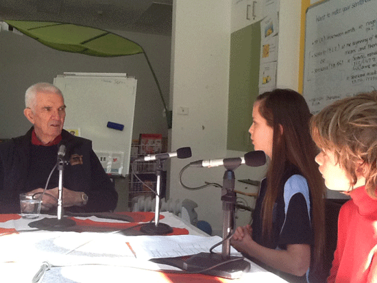 An image of children recording an oral history