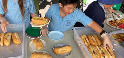 child getting food